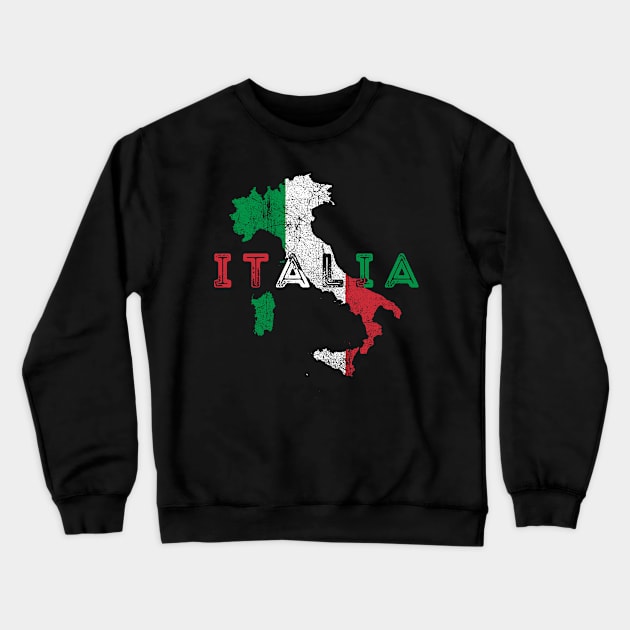 Italia Map and Italy Flag Souvenir Crewneck Sweatshirt by Family Heritage Gifts